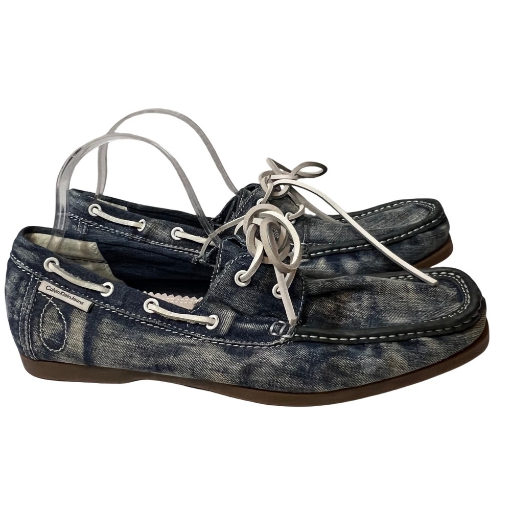 Calvin Klein Jeans Blue Denim Boat Shoes Loafers Size‎ 12.5